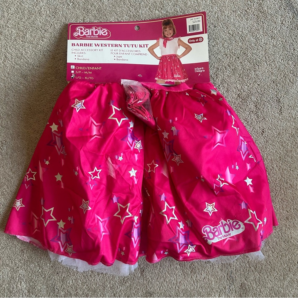 Barbie The Movie Western Tutu Kit Halloween Costume Sz L-XL Kids NWT